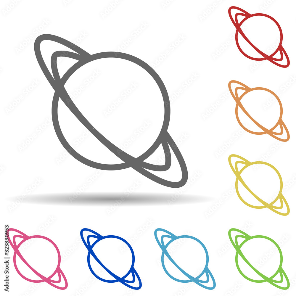 Aufkleber planet saturn in multi color style icon. simple thin line, outline vector of science icons for ui an