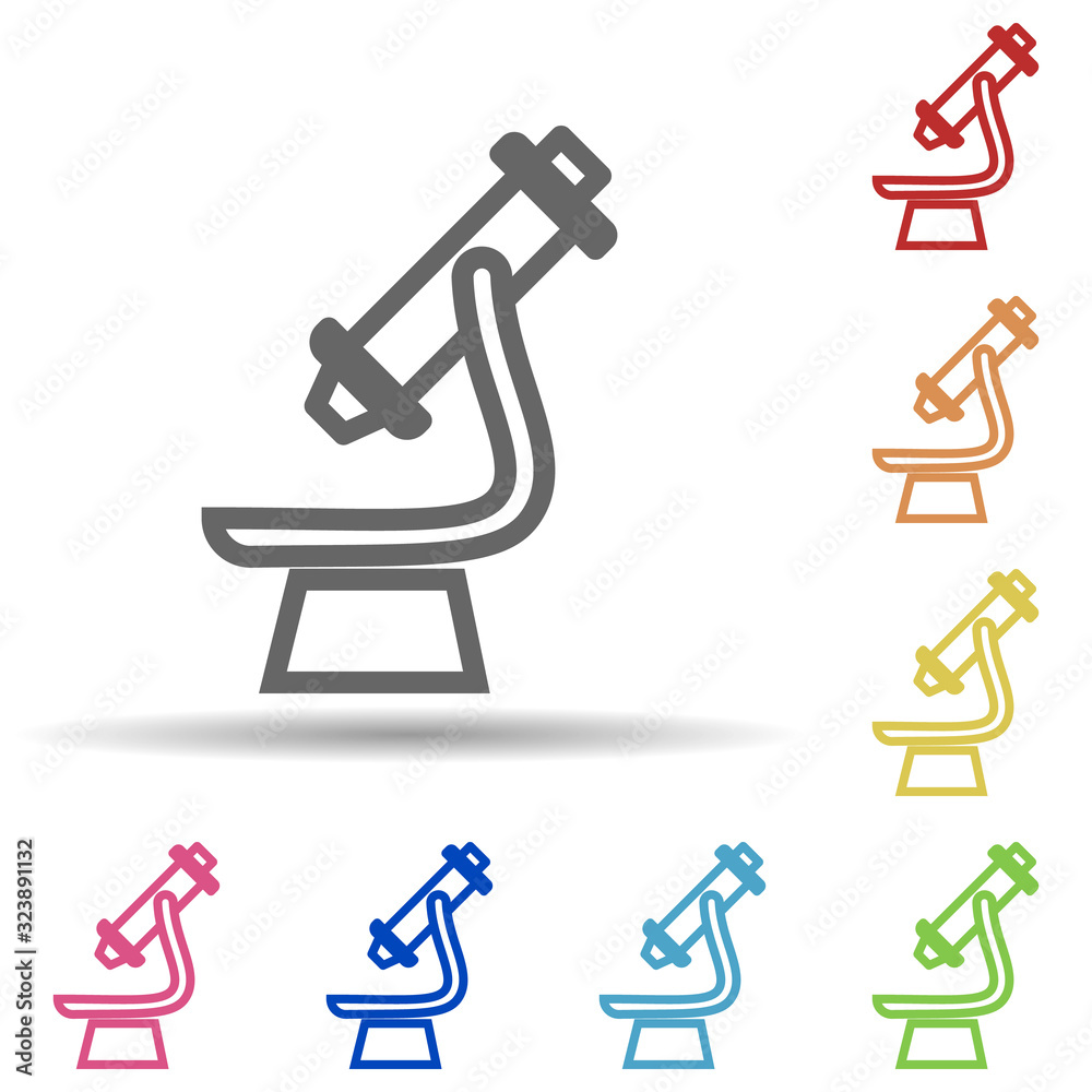 Aufkleber microscope in multi color style icon. simple thin line, outline vector of science icons for ui and u