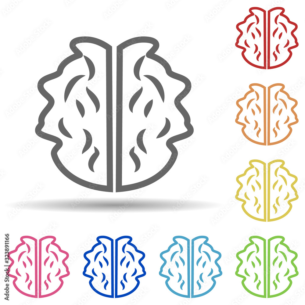 Aufkleber brain in multi color style icon. simple thin line, outline vector of science icons for ui and ux, we
