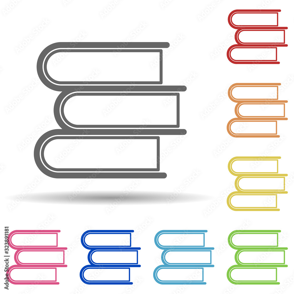 Poster pile of books in multi color style icon. simple thin line, outline vector of science icons for ui an