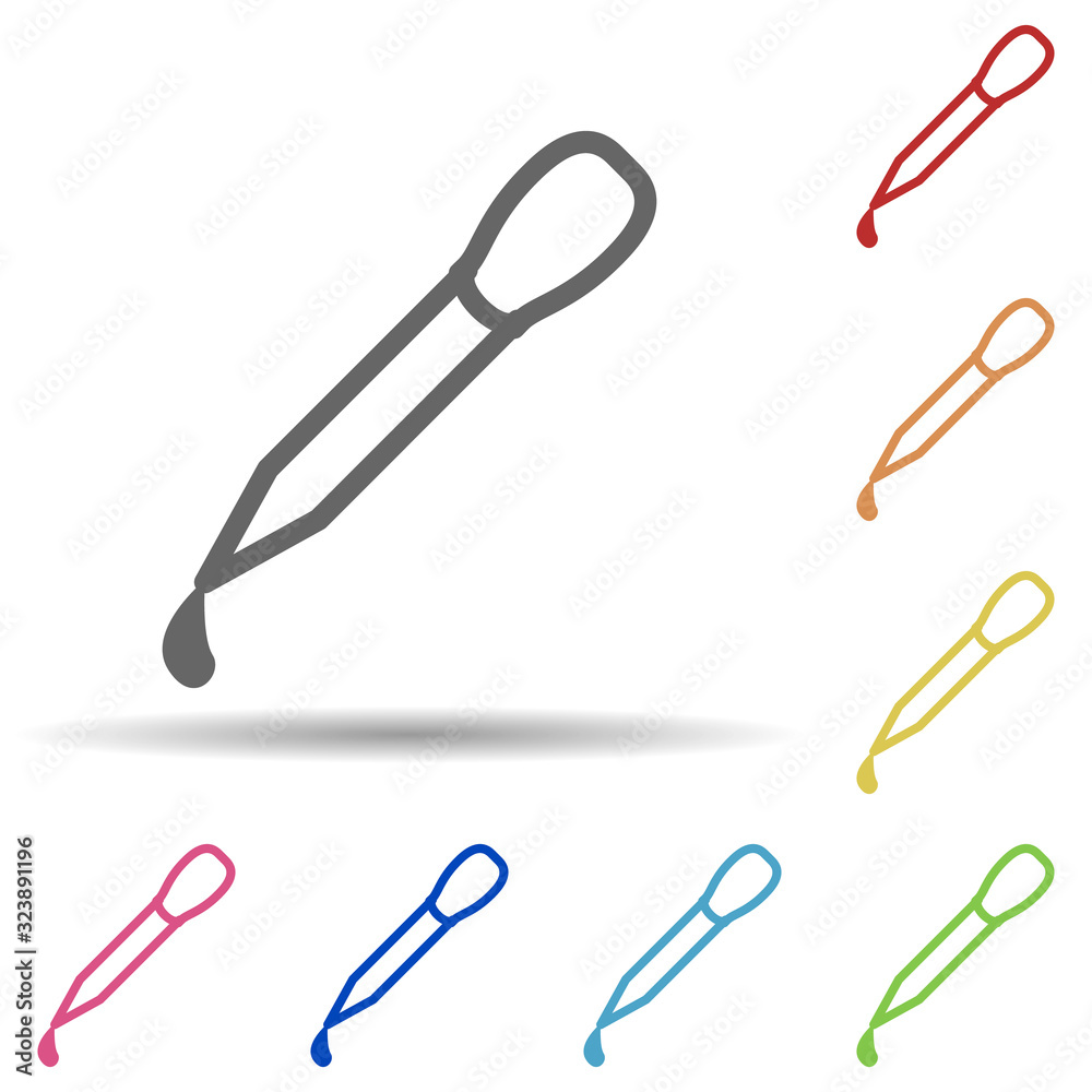 Aufkleber pipette in multi color style icon. simple thin line, outline vector of science icons for ui and ux, 