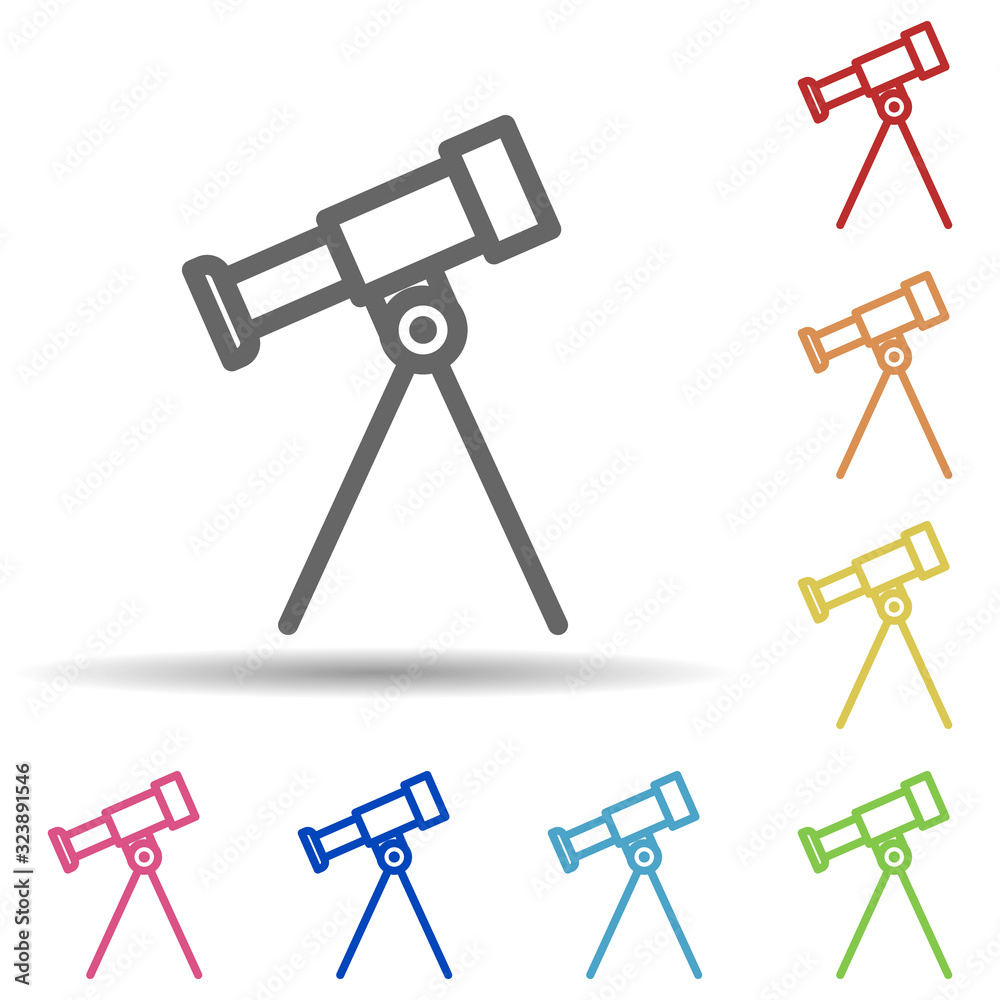 Aufkleber telescope in multi color style icon. simple thin line, outline vector of science icons for ui and ux