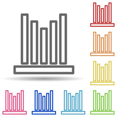 Chart columns in multi color style icon. Simple thin line, outline vector of science icons for ui and ux, website or mobile application