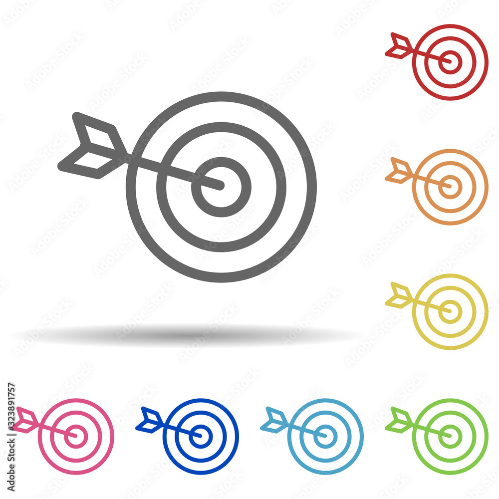 Poster goal and bow in multi color style icon. simple thin line, outline vector of science icons for ui and