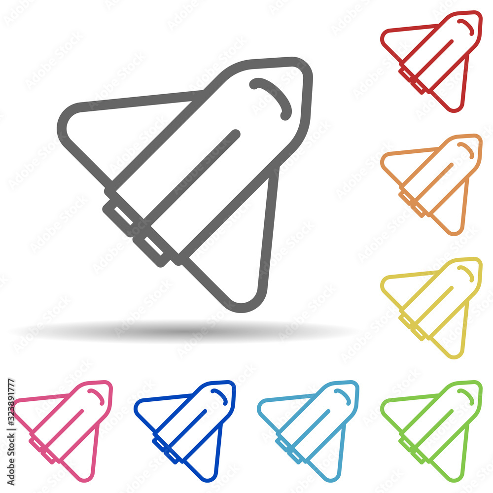Aufkleber shuttle in multi color style icon. simple thin line, outline vector of science icons for ui and ux, 