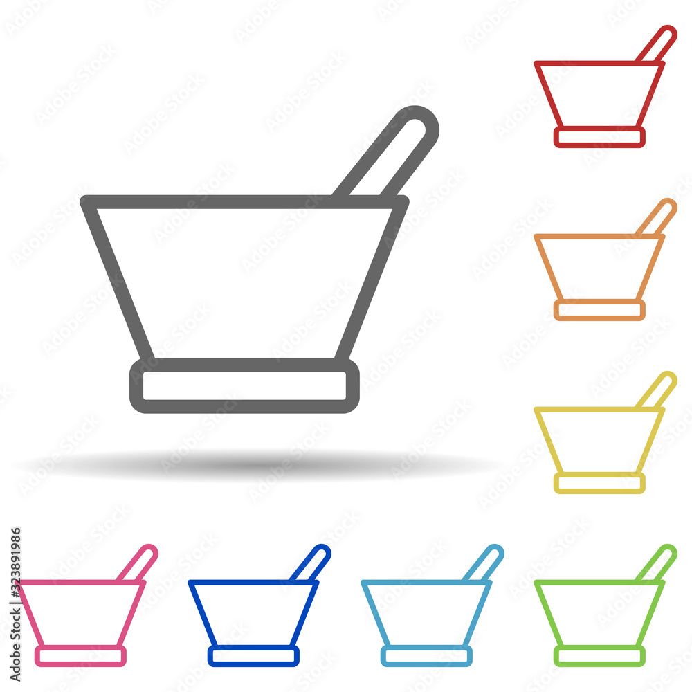 Poster grinder for spices in multi color style icon. simple thin line, outline vector of science icons for 