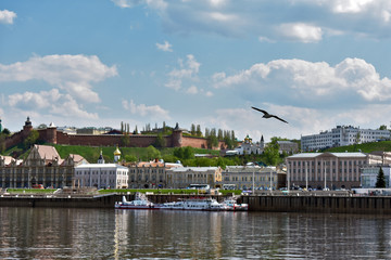 panorama of Nizhny Novgorod and the Kremlin. view from the water. Russia