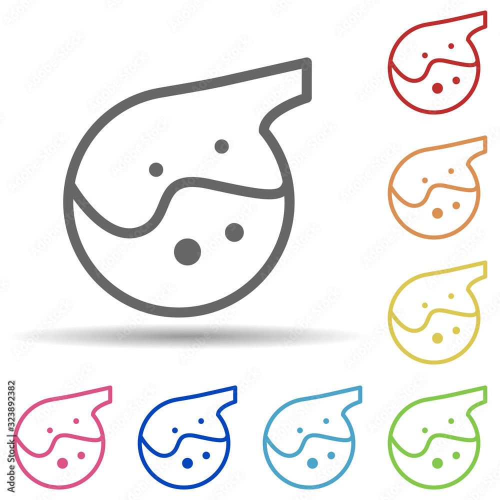 Aufkleber flask with chemical fluid in multi color style icon. simple thin line, outline vector of science ico