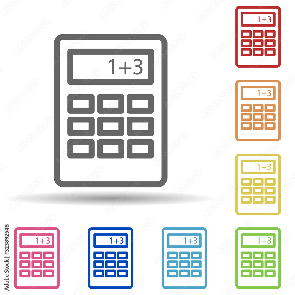 Aufkleber calculator in multi color style icon. simple thin line, outline vector of science icons for ui and u