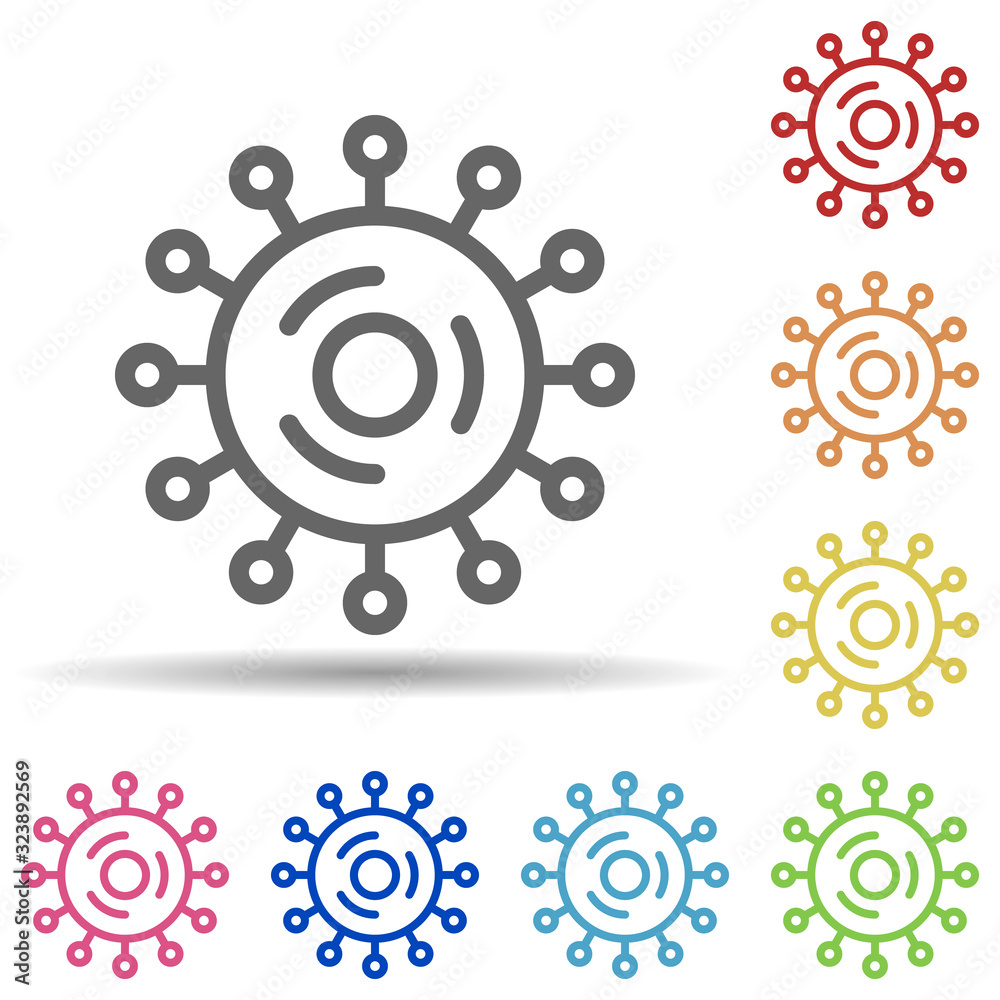 Aufkleber virus in multi color style icon. simple thin line, outline vector of science icons for ui and ux, we