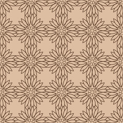 Beige brown floral seamless background. Pattern with flowers