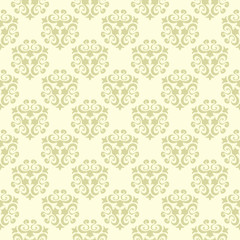 Floral background. Olive green seamless pattern