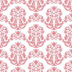Pink floral seamless pattern on white background