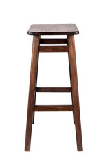 Brown wooden comfortable chair, stool for pub isolated on white background.