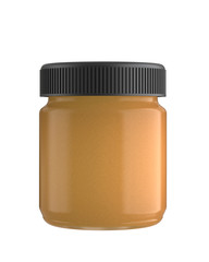 Peanut Butter Jar with Black Lid. 3D Render Isolated on White.
