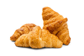 homemade croissants on a white background with clipping path
