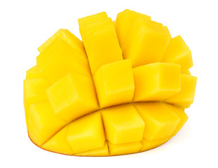 fresh sliced mango isolated on white background. healthy food.
