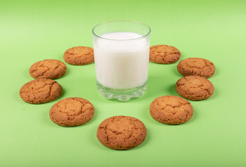 Heart shaped biscuits with cup of milk in the middle