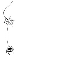 Cute spider on the web. Hand drawn. Isolated on white background. Halloween illustration