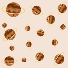 Vector seamless pattern with planet Jupiter for wallpaper