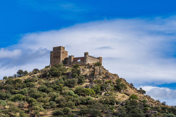 Fototapeta na wymiar Castle of Burguillos del Cerro, in the province of Badajoz, Extremadura, Spain