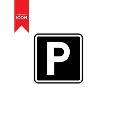 Parking sign icon vector. Parking traffic icon. Simple design on white background.
