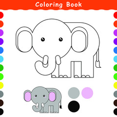 Coloring book for children. image Character of a cheerful and cute elephant