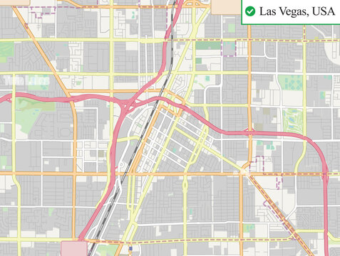 Las Vegas city car scheme - vector illustration. DLR and cross rail map design template. Live strokes included. Underground map included. Highway transportation vector complex grid. 