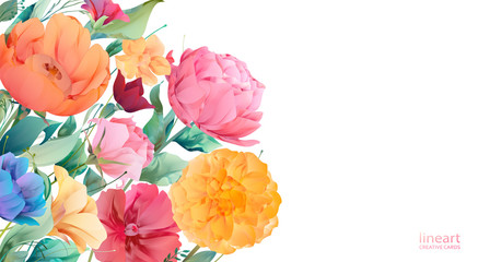 Floral frame set, line flowers, leaves, minimal vector, luxury background. Sketched wreath, floral, herbs garland. Vector simple line style.