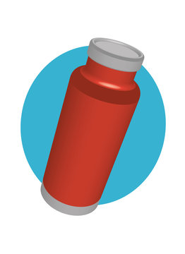 Red Coffe Thermos in perspective. Vector Illustration
