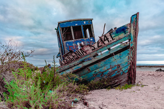 Wrecked fishing boat