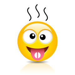 Sick emoticon with fever taking tablet
