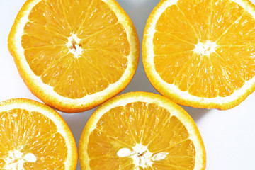 slices of orange isolated on white background
