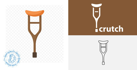 crutch flat icon. vector illustration.