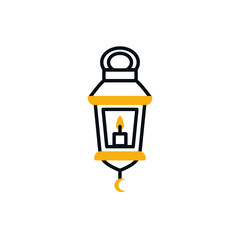 Ramadan lantern half line half color style icon vector design