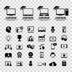 E-Learning, education. Collection of e-learning related icons