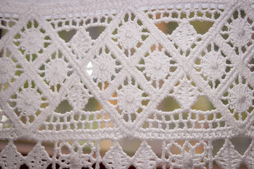 A Handmade White Macrame Curtain 
