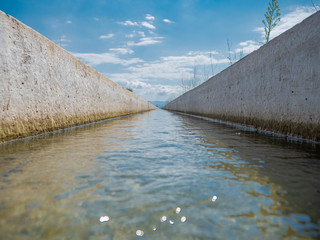 cement canal network full of water