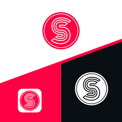 S letter initial icon logo design, line style logo design