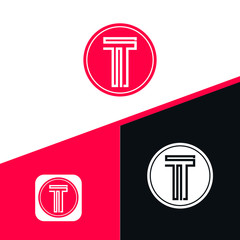 T letter initial icon logo design, line style logo design