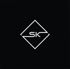 Outstanding professional elegant trendy awesome artistic black and white color SK KS initial based Alphabet icon logo.