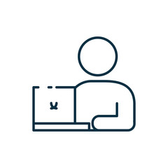 Isolated avatar with digital laptop line style icon vector design