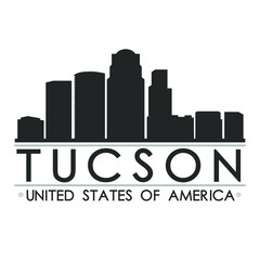 Fototapeta premium Tucson Arizona Skyline. Silhouette Design City Vector Art. Landmark Famous Buildings.