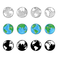Vector Set of Globe Illustrations.