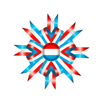 recommend clip art: luxembourg flag, rosette and pennant, isolated on white