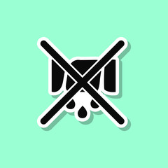 The sign can not be squeezed sticker style icon. Simple thin line, outline, glyph, flat vector of wash icons for ui and ux, website or mobile application