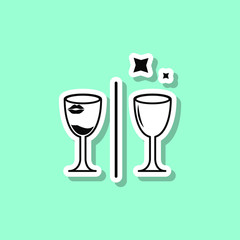 Dirty and clean glass sticker style icon. Simple thin line, outline, glyph, flat vector of wash icons for ui and ux, website or mobile application
