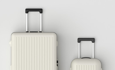 Travel luggage set, big and small suitcase, baggage set in black and white classic colors, front...