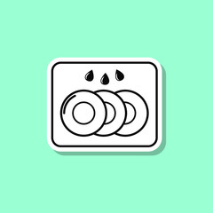 Dishwasher sticker style icon. Simple thin line, outline, glyph, flat vector of wash icons for ui and ux, website or mobile application