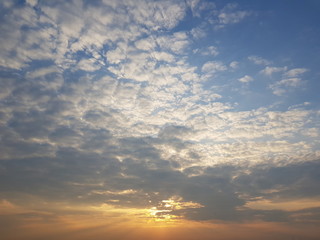 dramatic sunset sky with clouds